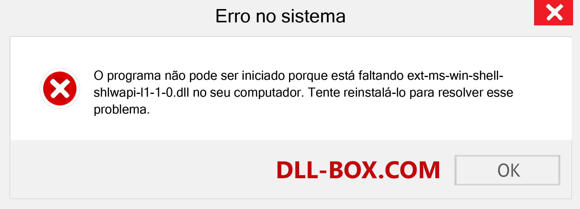 Arquivo ext-ms-win-shell-shlwapi-l1-1-0.dll ausente ?. Download para Windows 7, 8, 10 - Correção de erro ausente ext-ms-win-shell-shlwapi-l1-1-0 dll no Windows, fotos, imagens