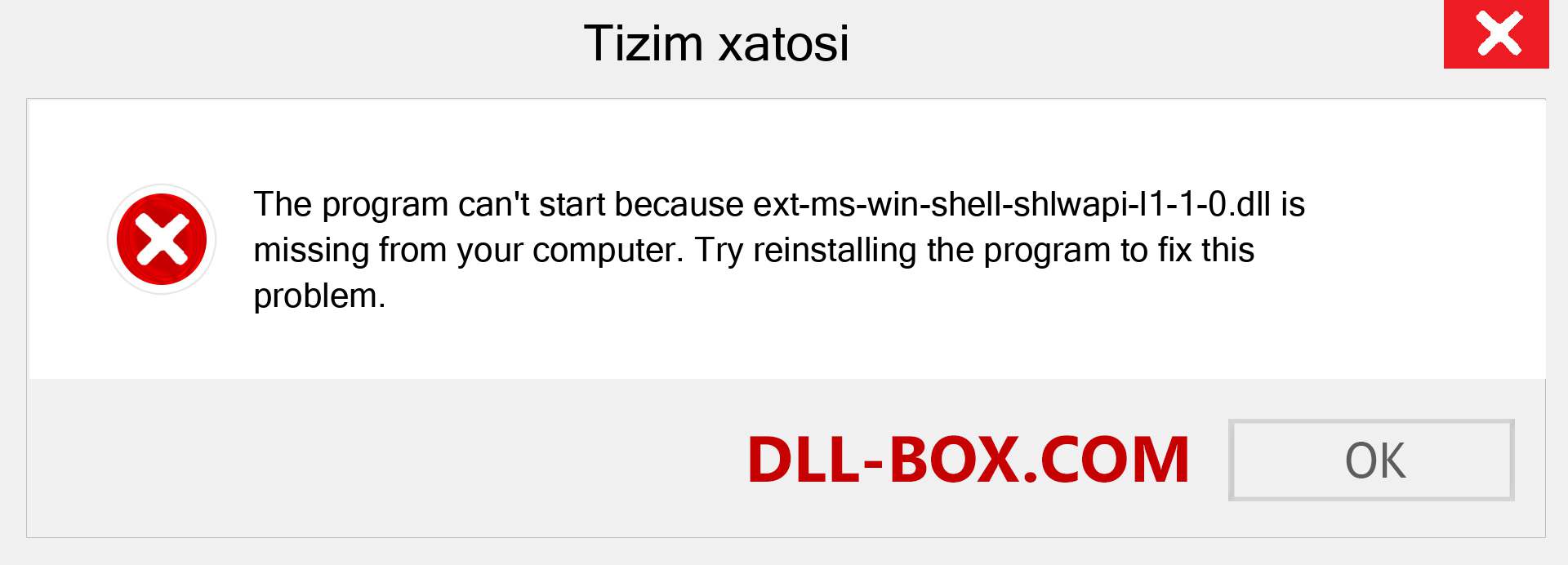 ext-ms-win-shell-shlwapi-l1-1-0.dll fayli yo'qolganmi?. Windows 7, 8, 10 uchun yuklab olish - Windowsda ext-ms-win-shell-shlwapi-l1-1-0 dll etishmayotgan xatoni tuzating, rasmlar, rasmlar